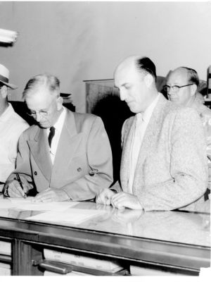Harry Free County Clerk And Rodney Clarke Signing In As New Sheriff 1953
